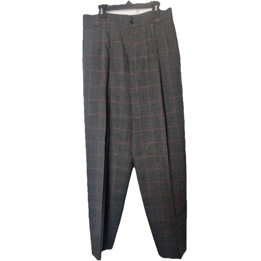 Vintage Giorgio Sant Angelo Pants Women's 12 Collectible Gold Plaid Wool Trouser